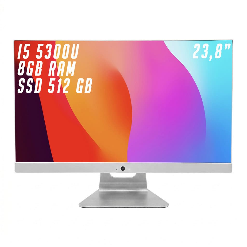 Computador All In One Maximus PC Full HD Tela 23.8" Intel Core I5-5300U 8GB RAM 512GB SSD Wi-Fi WebCam HDMI VGA USB