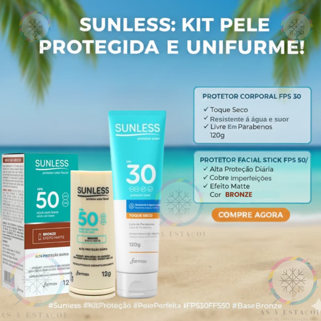 kit Protetor Solar Facial  Bastão Bronze + Protetor Solar Corporal FPS 30 120g