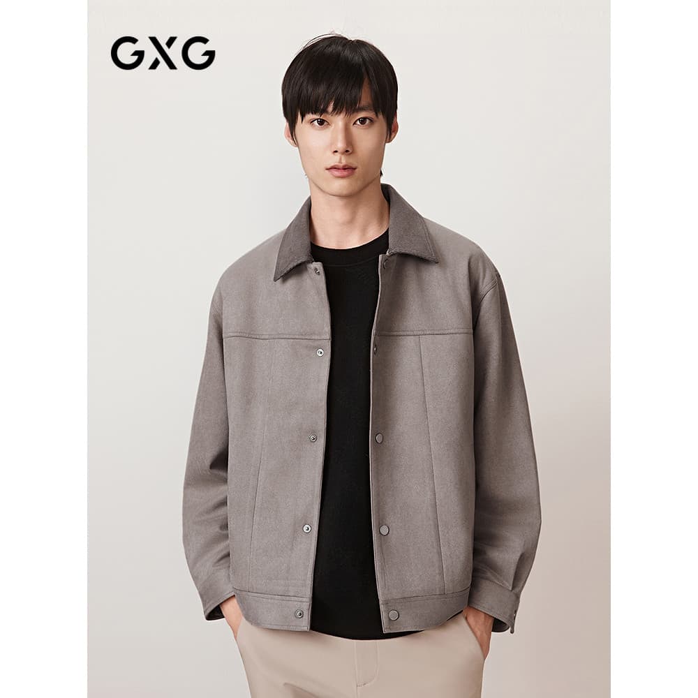 GXG Roupas Masculinas Costura Lapela Camurça Falso Commuter Jaqueta Administrativa Jaqueta Masculina Outono 25