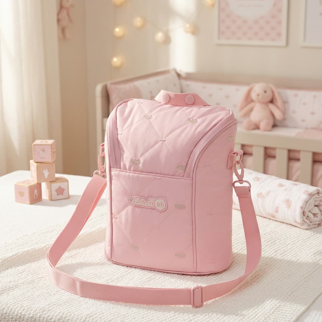 Porta Mamadeira Bolsa Frasqueira Térmica Lilica Ripilica Cor Rosa Bebê Menina Matelassê 2 Mamadeiras