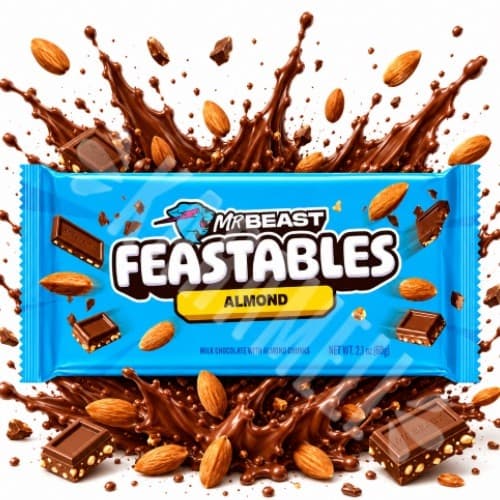 Chocolate Mr Beast Youtuber mais famoso do mundo | Feastables Almond 60g - Importado EUA