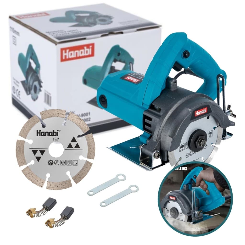 【Hanabi】Serra Mármore 1800W Profissional Hanabi 13000RPM Elétrica Disco 110mm p/ Madeira e Concreto
