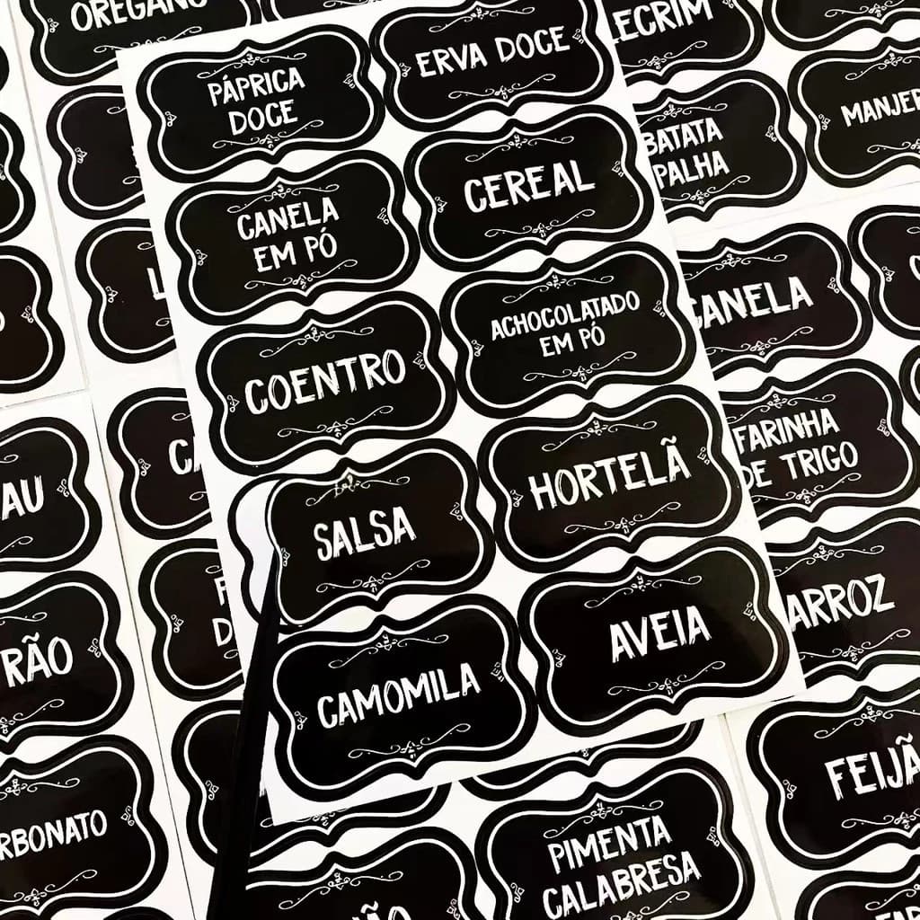 50 Etiquetas Adesivas para Temperos e Mantimentos – Rótulos 5x3cm para Potes