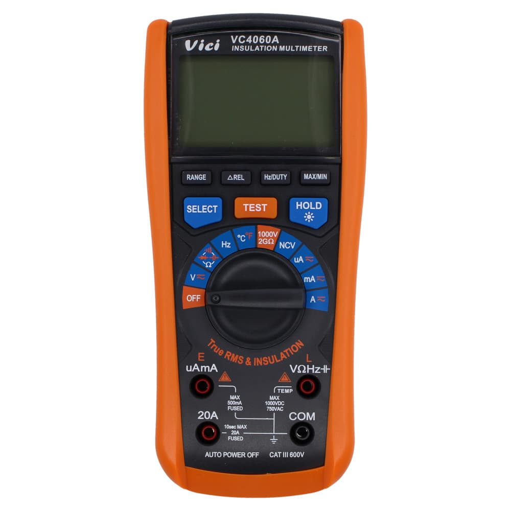 Multímetro Digital True RMS e Megômetro VC4060A 1000V NCV Teste de Isolação de Motores