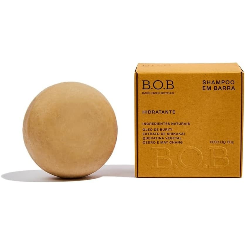 Shampoo Sólido B.O.B Hidratante 80g Vegano Cabelos Normais a Secos