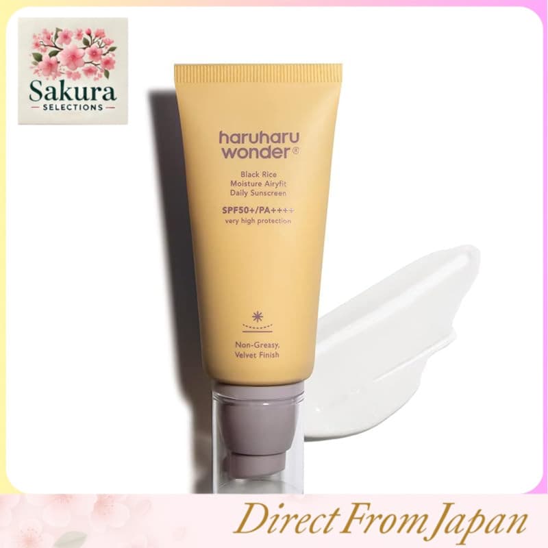 Protetor solar diário Haruharu Wonder Black Rice Moisture Airy Fit 50ml FPS 50+ PA++++ Protetor solar coreano de arroz preto