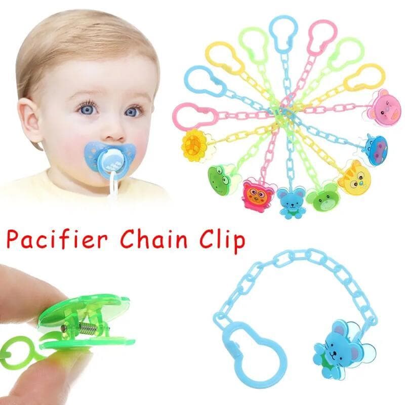 Corrente de chupeta infantil com desenho de animais, prendedor de chupeta para bebês, corrente de chupeta para recém-nas