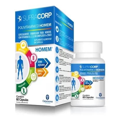 Supracorp Homem Caixa 60 Cápsulas Suplemento Vitaminas Energia Vitalidade Força Masculina Saúde Diária Desempenho
