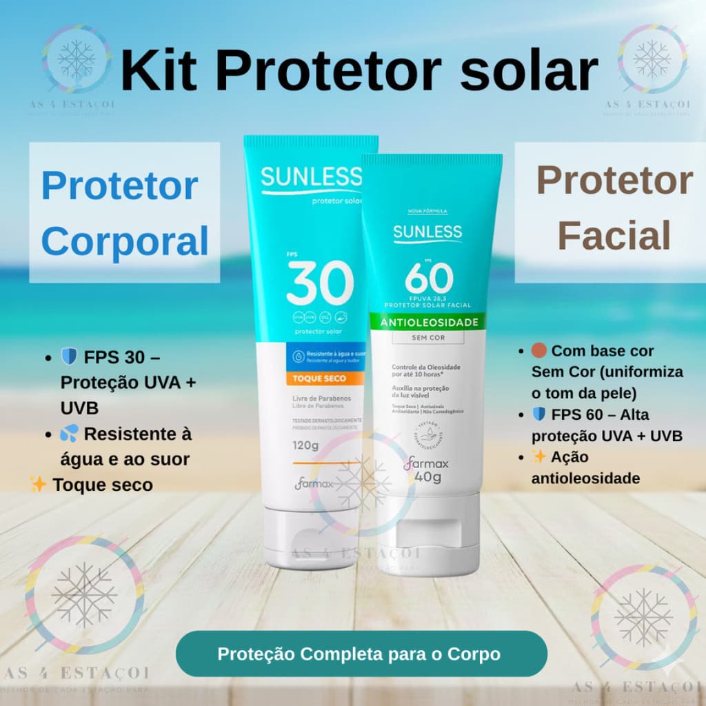 Kit Protetor Solar Facial Sem Cor  + Protetor Solar FPS 30 De 120g