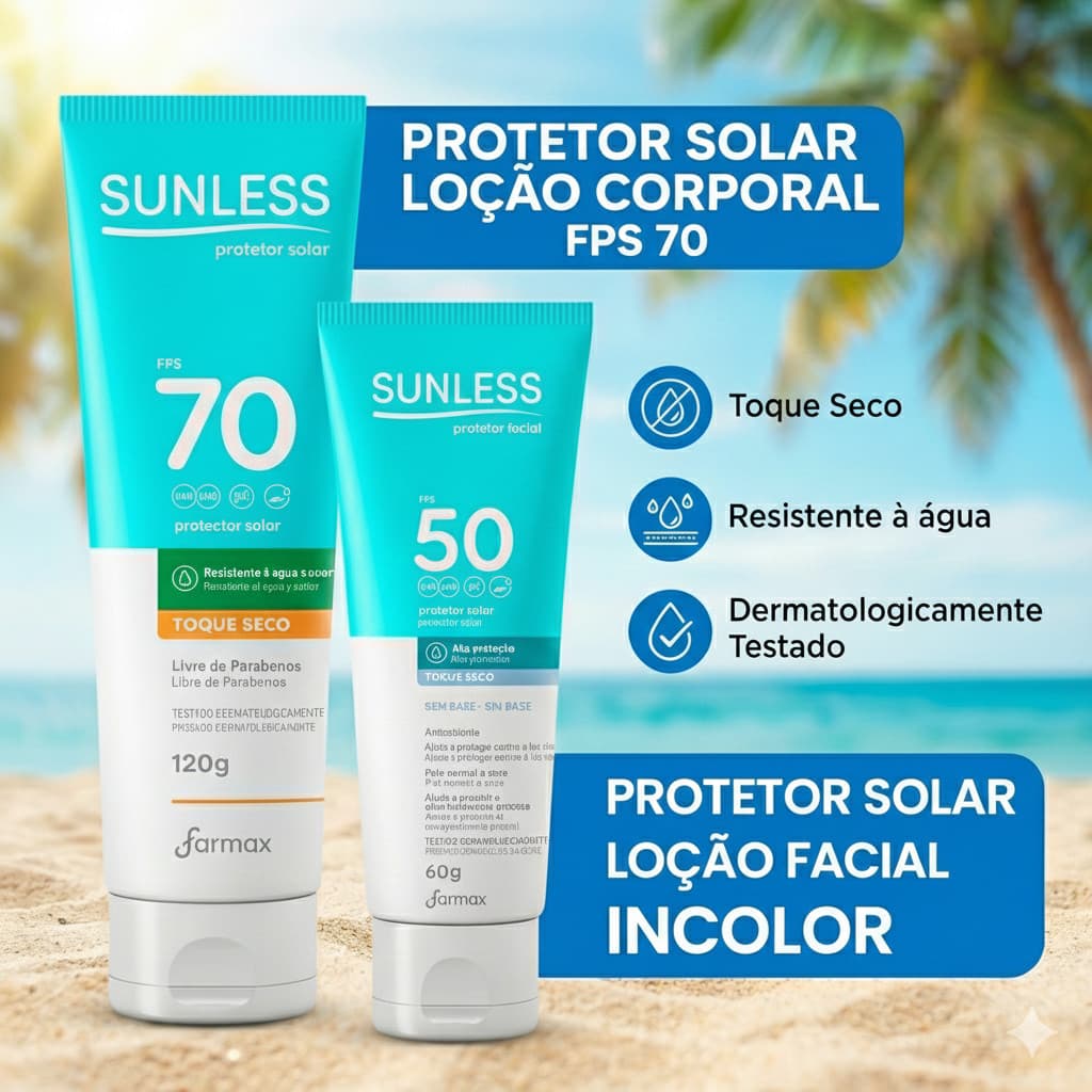 Kit Protetor Solar Corporal FPS 70 120g + Protetor Solar Facial FPS 50 60g Incolor