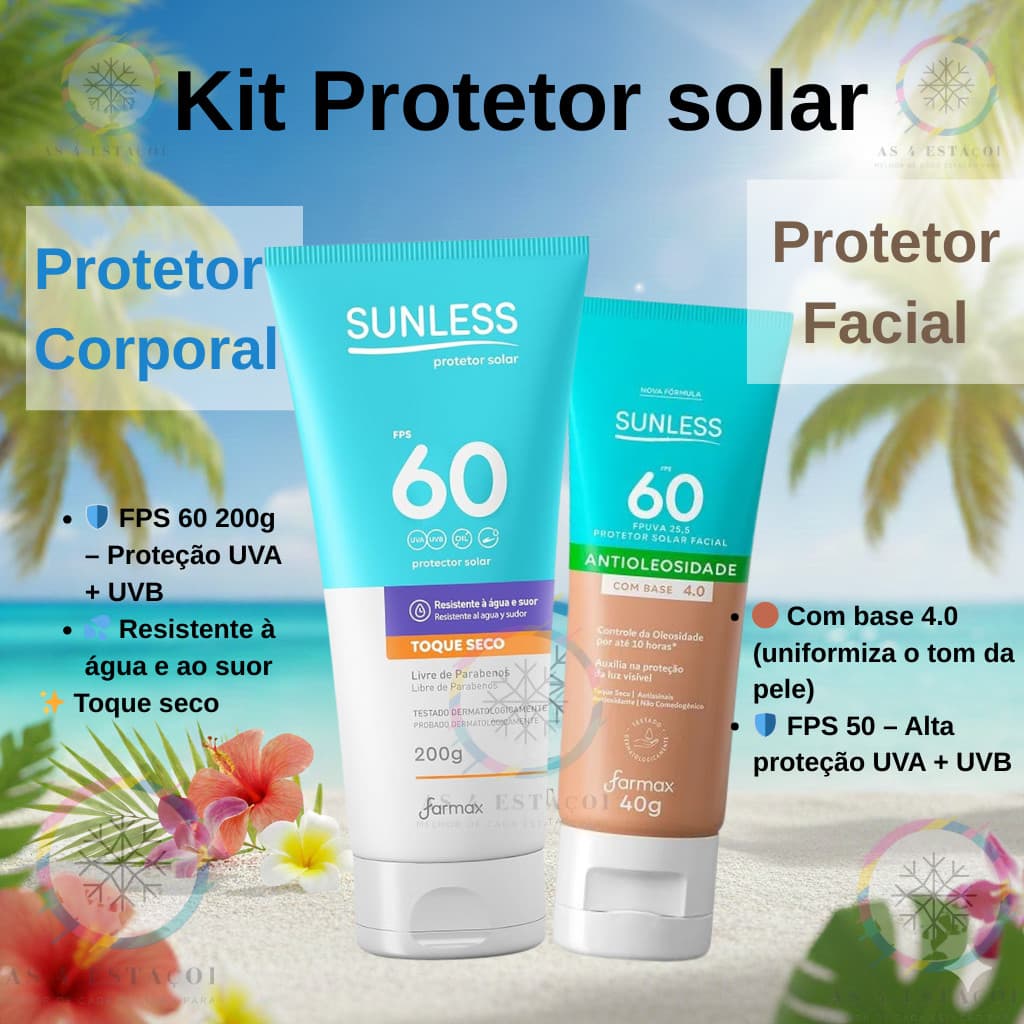 Kit Protetor Solar Fps 60 200g + Protetor Solar Facial 4.0