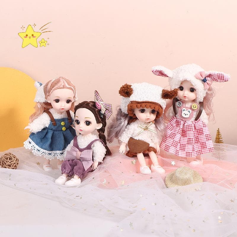 [JBTH] Mini Boneca De 16 Cm Bonecas Articuladas Móveis 3D Olhos Grandes Brinquedo DIY Com Roupas Vestir Para De Menina [