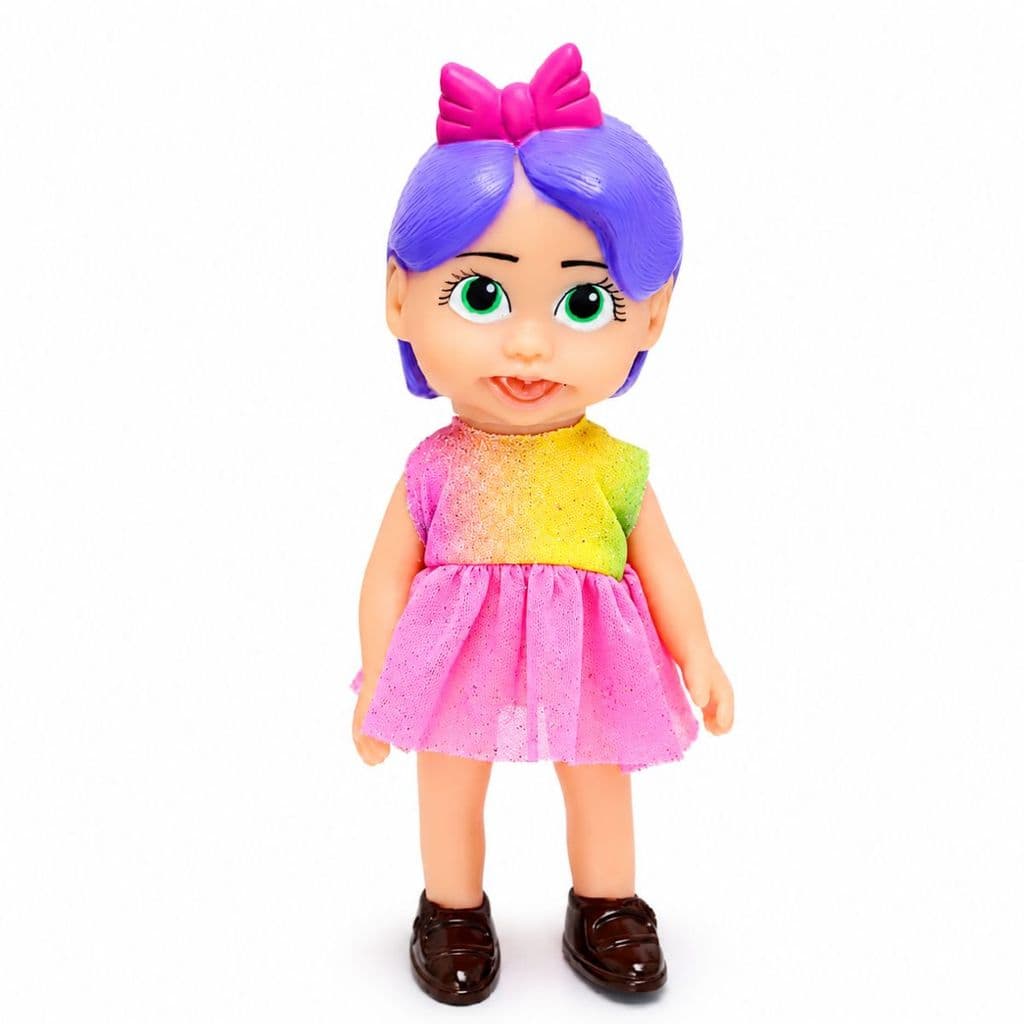 Boneca Girl Lacinho Cabelo Lilas Vinil Articulada 