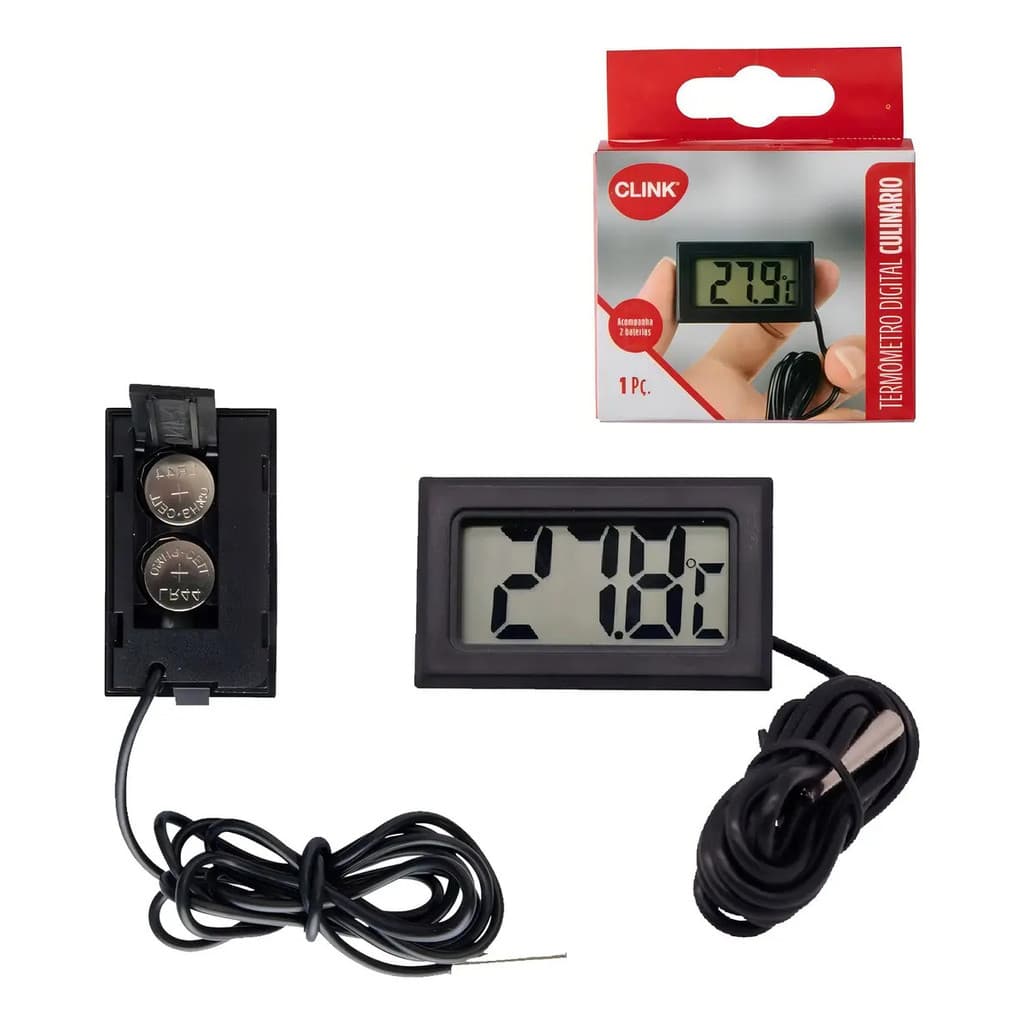Termômetro Digital Freezer Geladeira Aquário Chocadeira Com Cabo Sonda de 1metro Marca Norvix