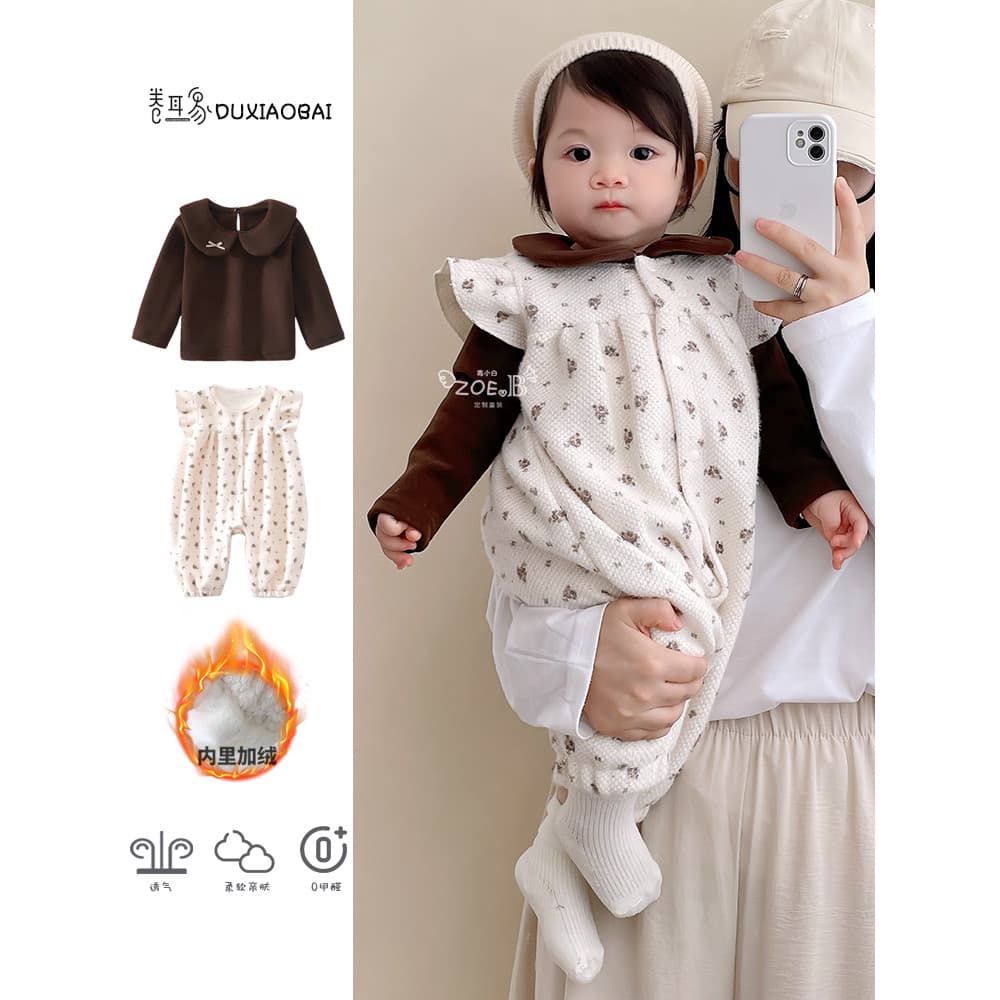 Macacão de bebê outono inverno forro de lã roupas de bebê menina terno roupas de inverno Super bonito macacão Outing rou
