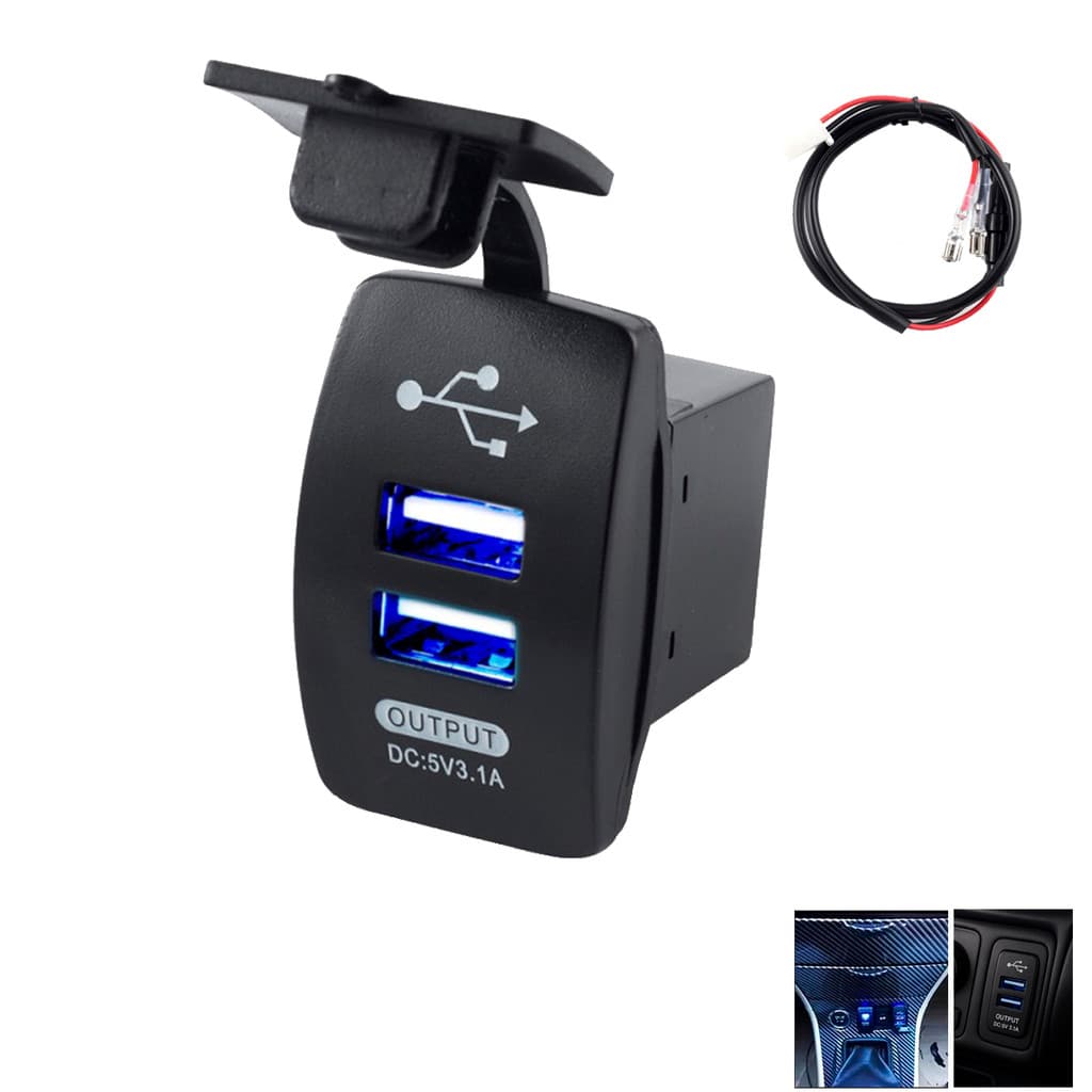 Carregador USB Tomada Carro COMPATIVEL BOTÃO VW Embutido Duplo 12/24v Retangular