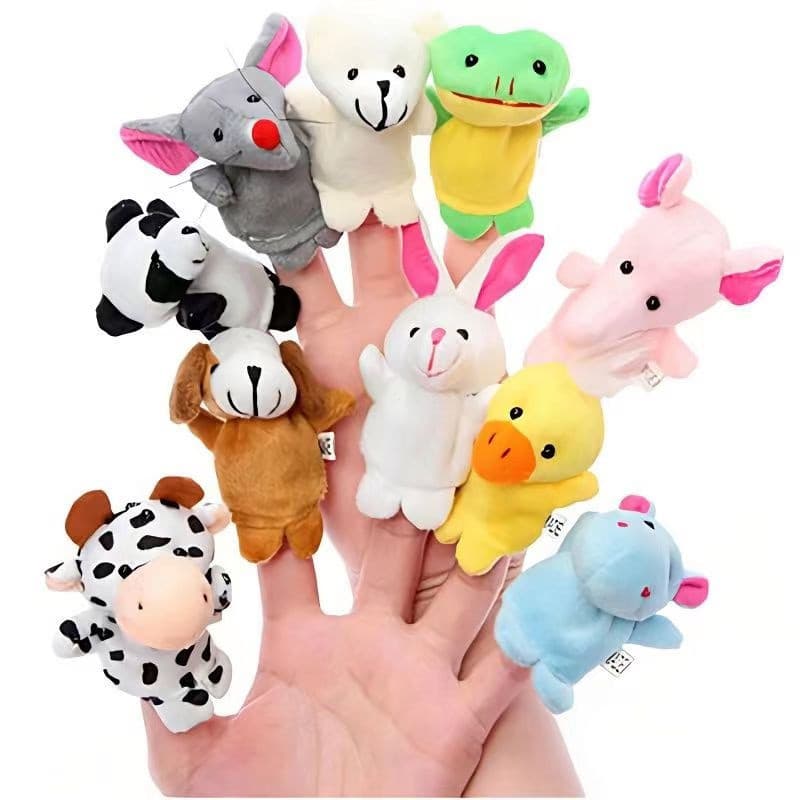 Brinquedos educativos de pelúcia, fantoches de dedo de animais, brinquedos educativos de pelúcia EFWS