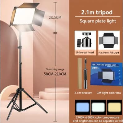 18 polegadas Iluminação 80W Bicolor Estúdio Led Para Fotografia Video Com  Controle e Tripe 2,1 Metros RL1800