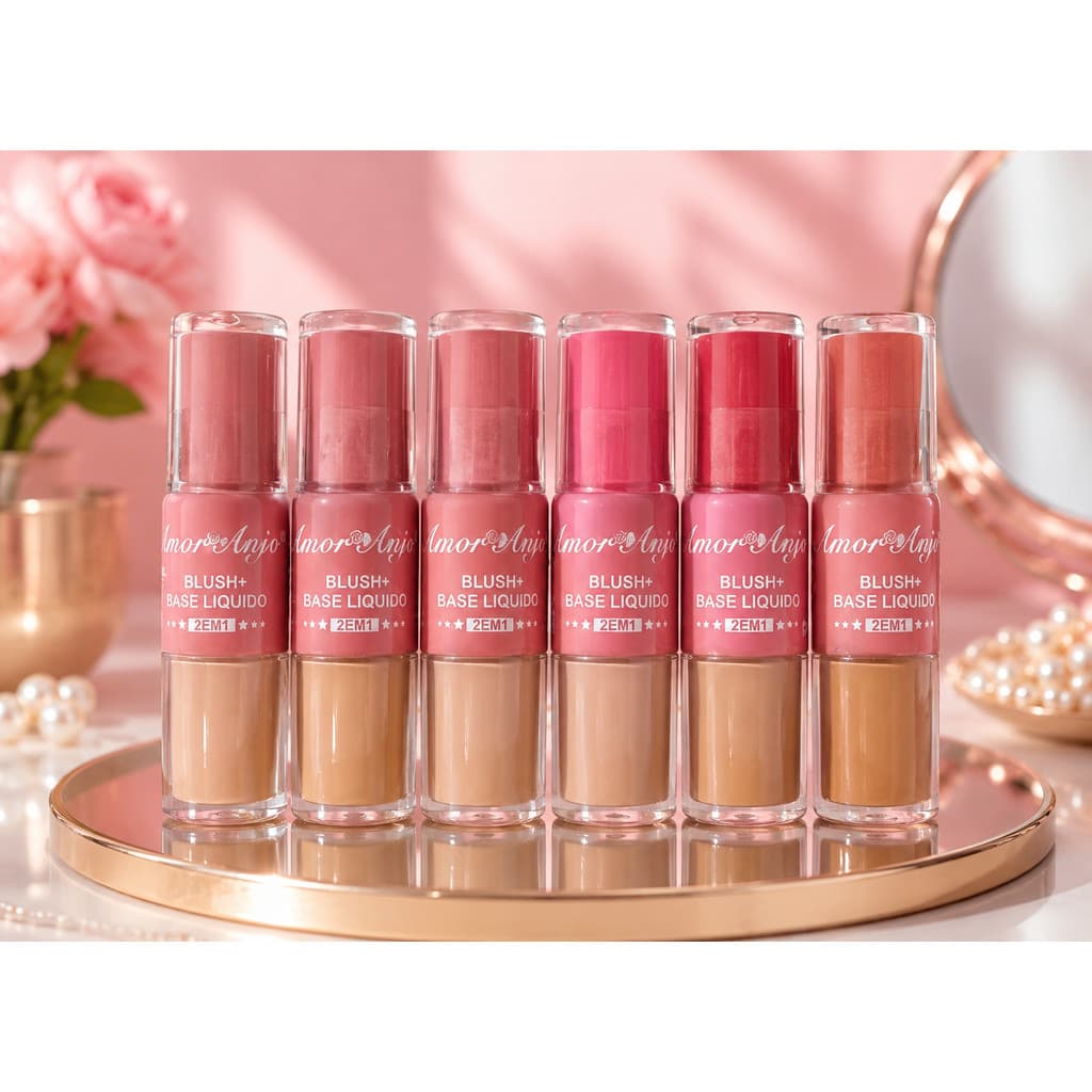 Kit c/6 uni Blush Líquido + Base 2 em 1 Amor Anjo