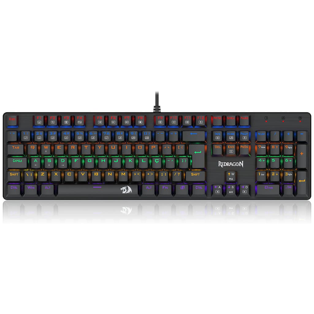 Teclado Mecânico Gamer Redragon Valheim, RGB, Switch Brown, 100%, Preto, K608-R