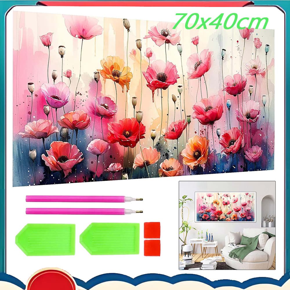 Flor colorida diy pintura diamante 5d conjunto de pintura diamante