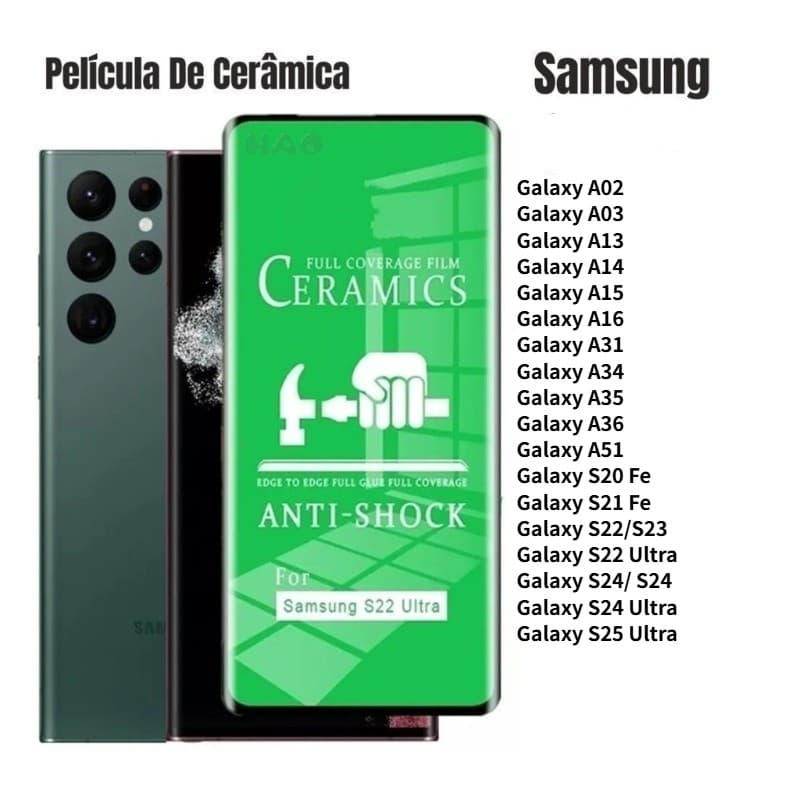Película Cerâmica 5Pcs/10Pcs/25Pcs 9D Para Samsung Galaxy A02 A03 A05 A14 A15 S20Fe S21 S22 S23Ultra