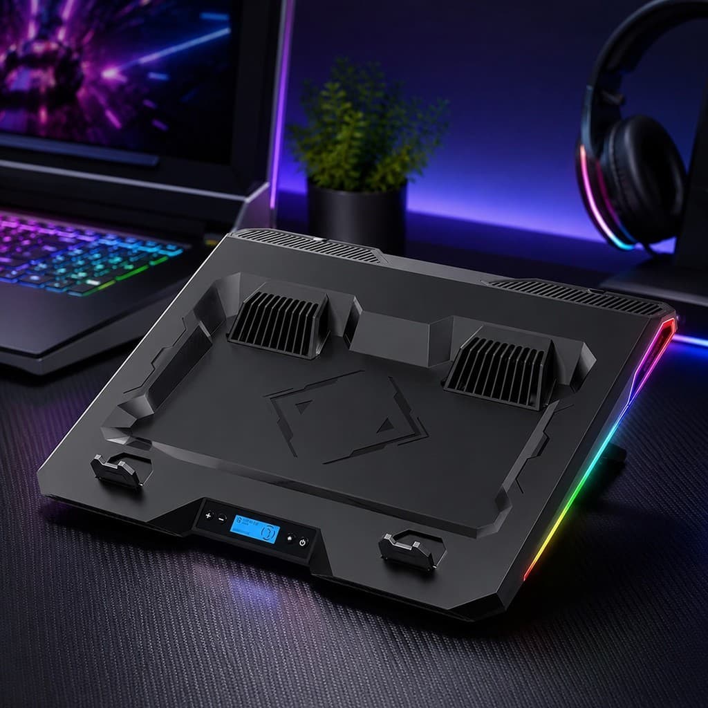 Base Cooler Gamer para Notebook RGB 2 Ventoinhas Velocidade Ajustável DELTA-B3122GG
