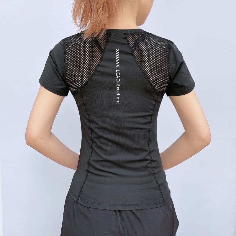 Roupas de Yoga de verão femininas Slim-fit Fitness roupas de secagem rápida de manga curta treinamento de corrida pequen