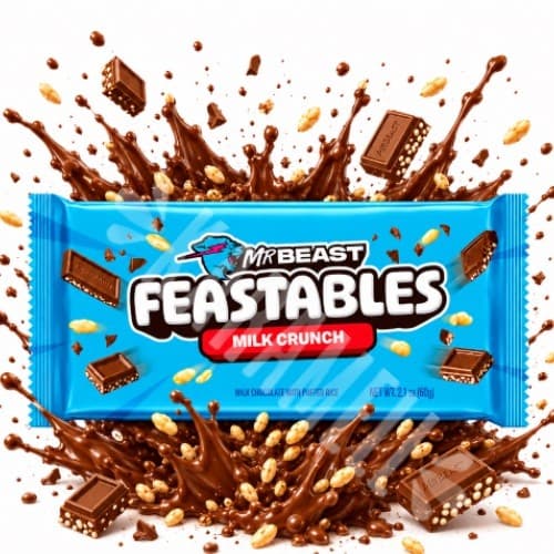 Chocolate Mr Beast Youtuber mais famoso do mundo | Feastables Milk Crunch 60g - Importado EUA