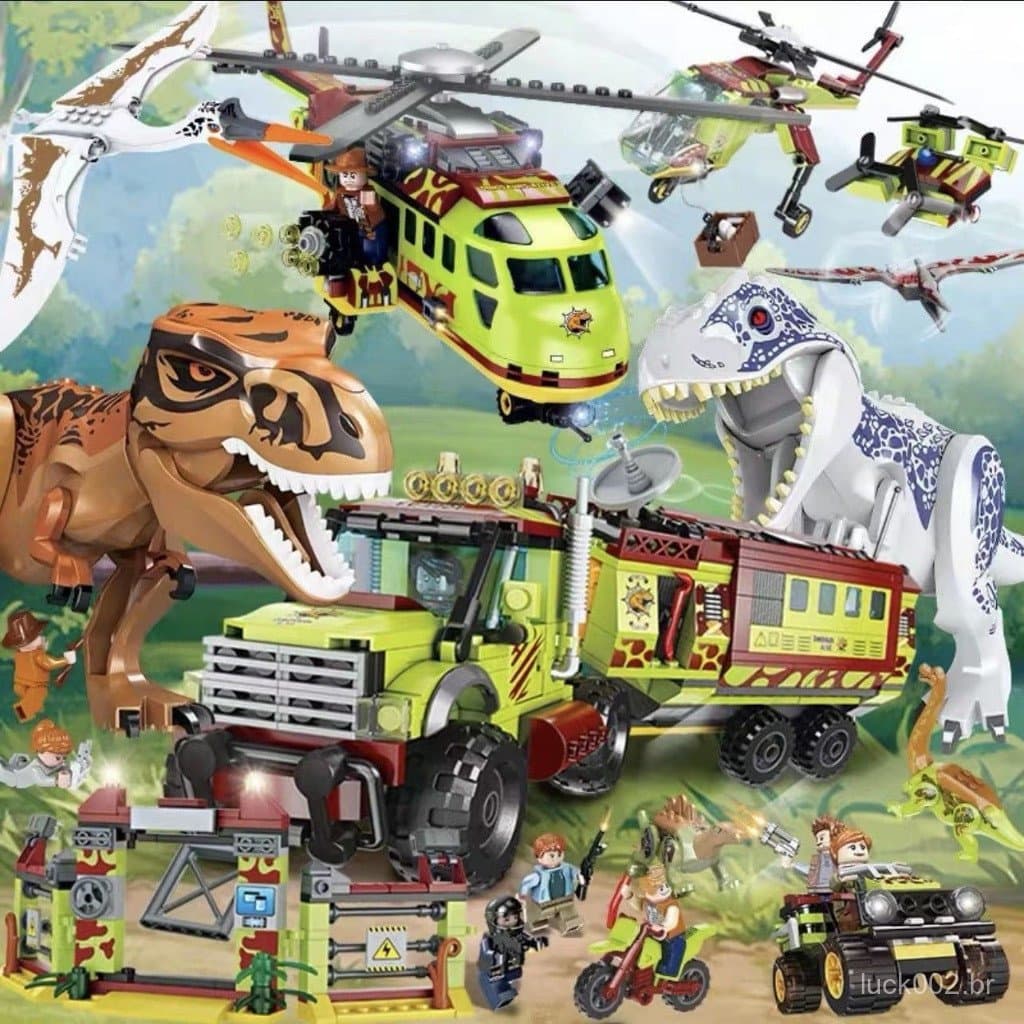 1.000 Peças de Blocos de Montar Lego, Série Parque dos Dinossauros, Tyrannosaurus Rex em Fuga, Brinquedo de Montar para