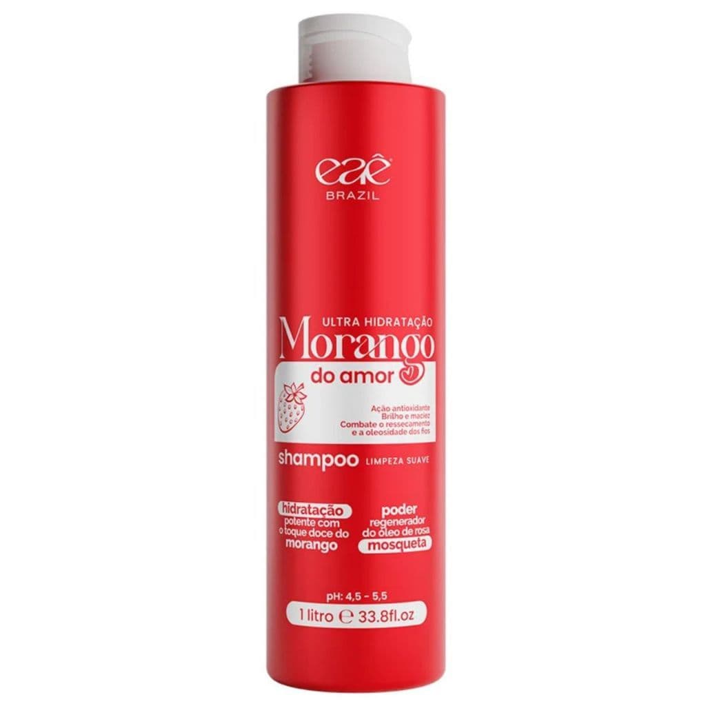 Shampoo Ultra Hidratante Morango do Amor Eaê Brazil - Limpa Hidrata e da Brilho 1 L