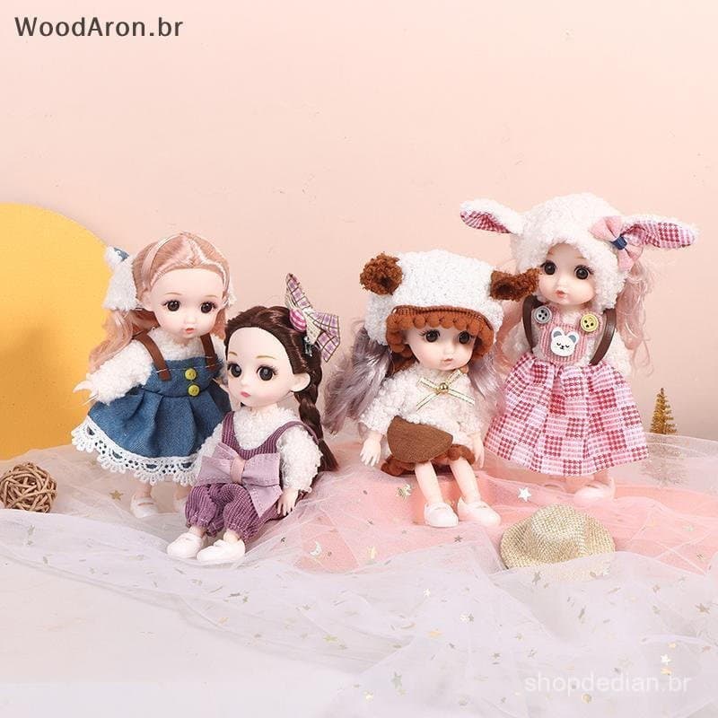 WoodAron 16cm Mini Boneca Bonecas Articuladas Móveis 3D Olhos Grandes De Brinquedo DIY Com Roupas Vestir Para Menina br