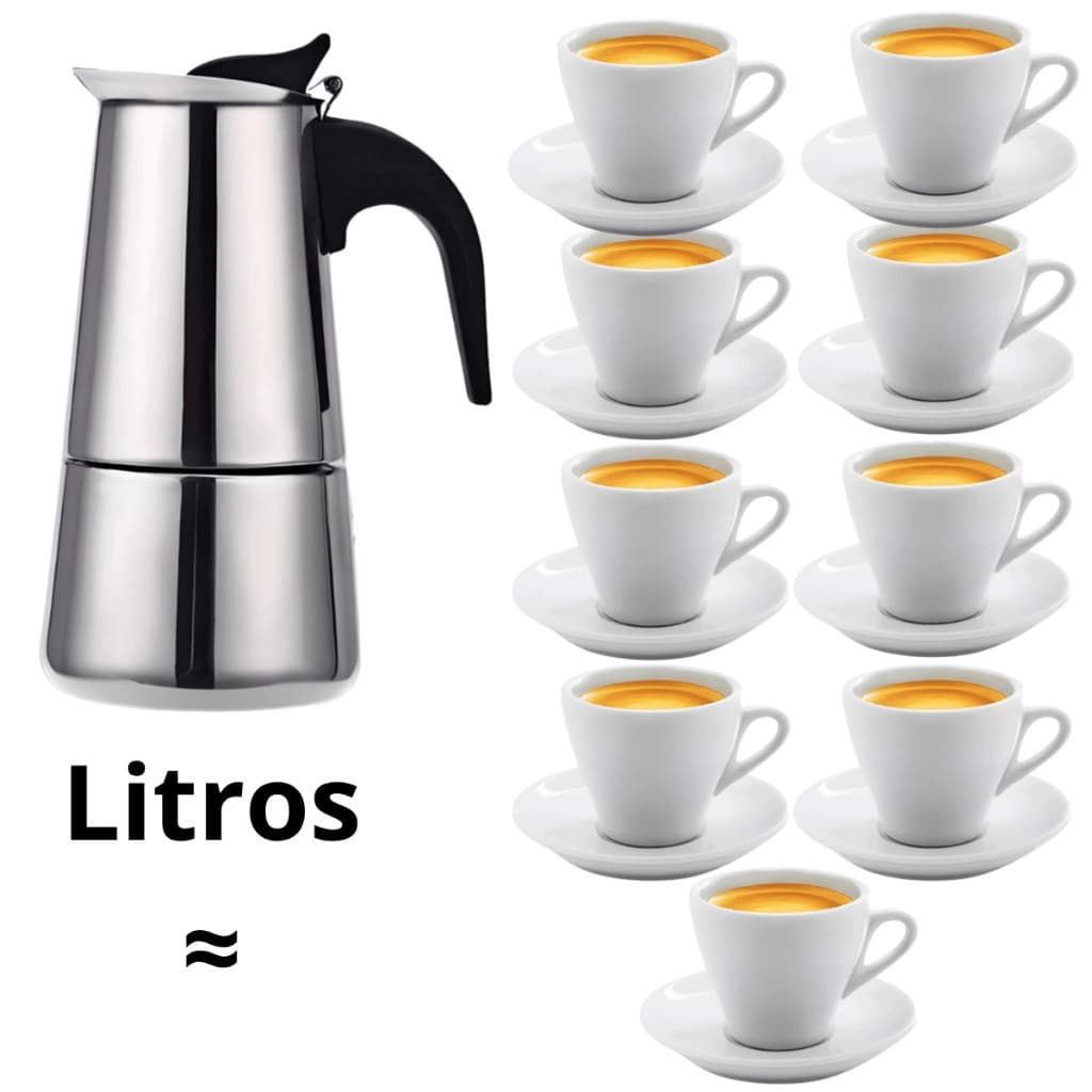 Cafeteira Italiana de Inox 9 Xícaras Expresso e Moka 450ML