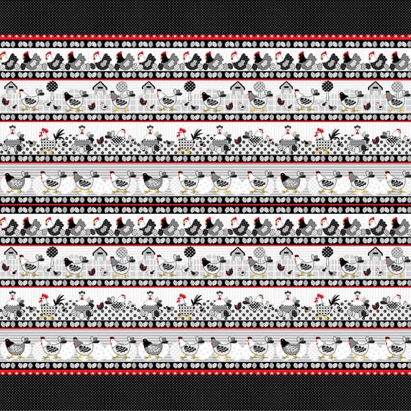 Tecido Tricoline Digital Barrado Galinheiro Artesanato Costura Patchwork Cozinha Pano