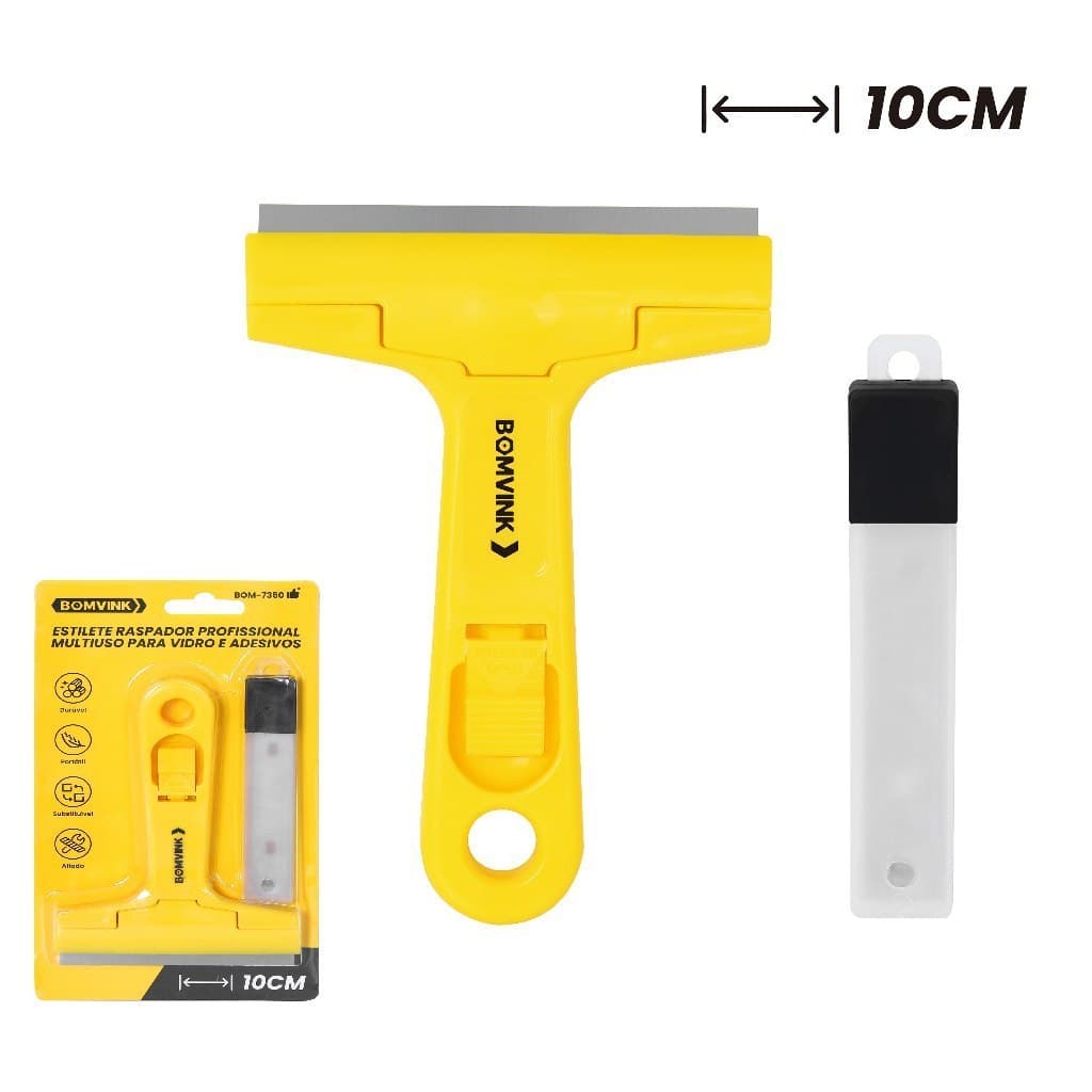 Kit 2 Raspadores Multiuso Para Limpar Box Com 5-10 Lâminas Profissional/Vidro Piso Cerâmica Azulejo