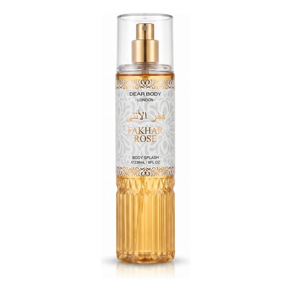 Body Splash Fakhar Rose Dear Body London 236ml Perfume Feminino Árabe Importado Longa Duração Premium Luxuoso