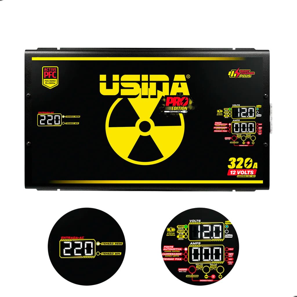 Fonte Usina PFC Pro Edition Full Range/PFC Carregadora de Bateria Automotiva 320A 12 Volts