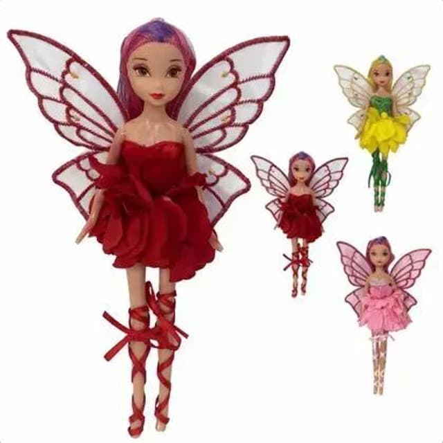 Boneca Fada Encantada Articulada Com Vestido Roxo Fenix 