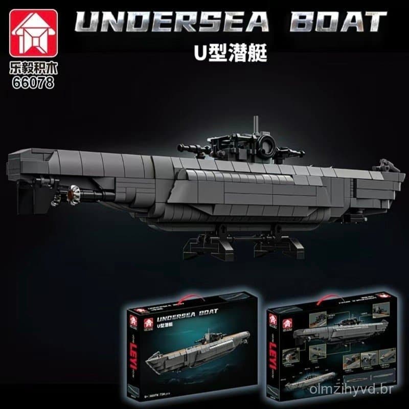 738 peças de blocos de montar Lego, série militar alemã, submarino em forma de U, modelo de brinquedo educativo montável