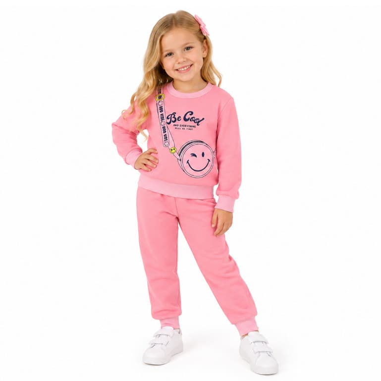 Conjunto Moletom Infantil Menina Peluciado | Casaco com Estampa de Bolsa + Calça Moletom Zupa Zuka