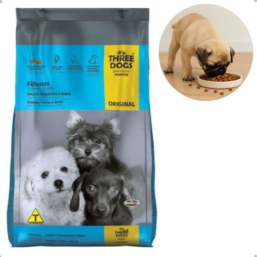 Ração Three Dogs Original Filhotes Raças Pequenas e Mini 10,1kg
