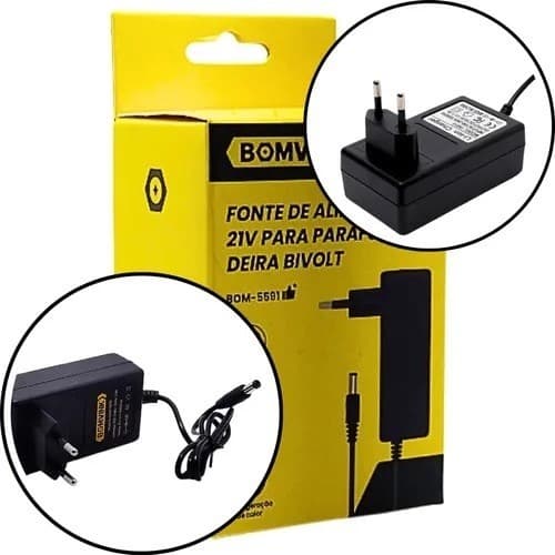 Fonte Carregador 21V para Parafusadeira e Furadeira de Lítio - Bivolt Automática