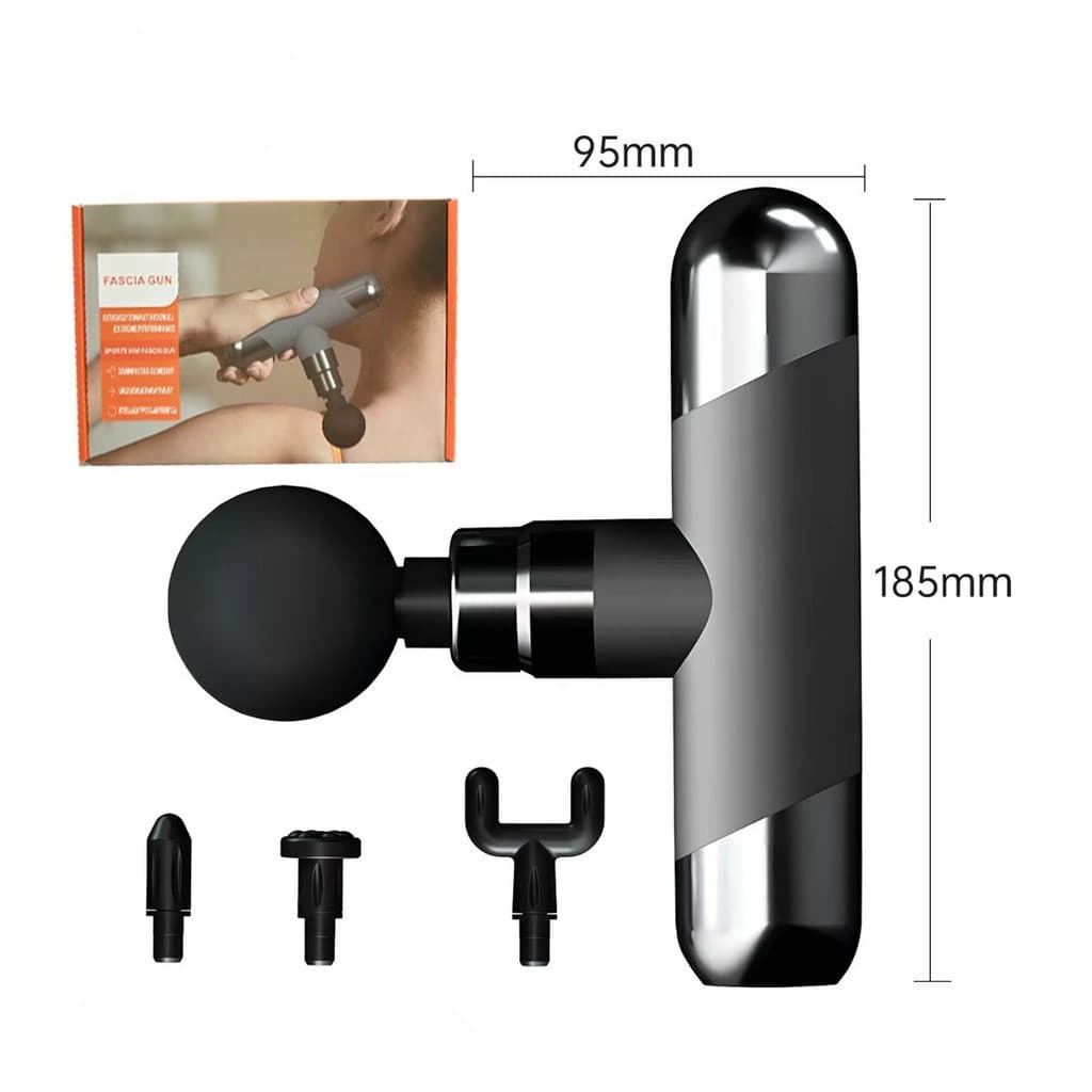 Mini Massageador Fascia Gun Portátil – 4 Ponteiras, 25W, 11.1V, Alívio Muscular, Recarregável  jorge
