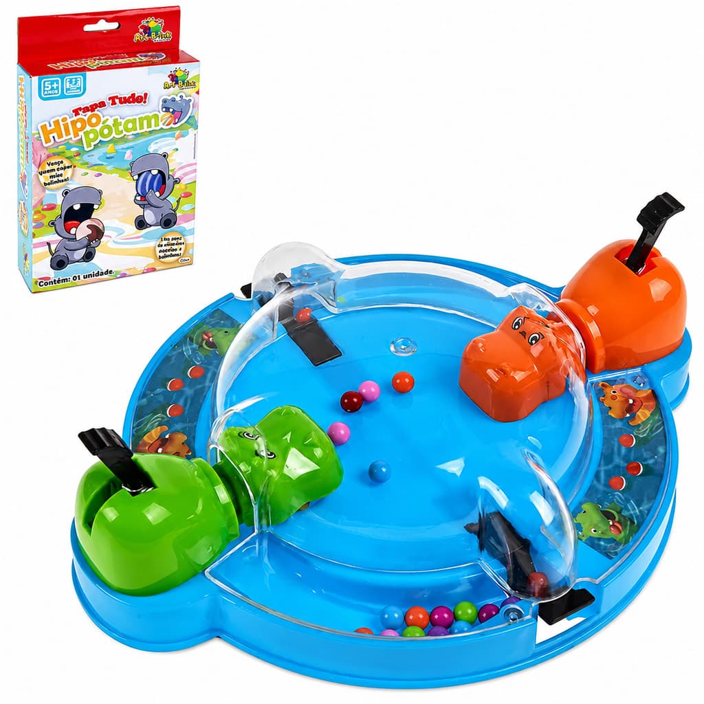 Brinquedo Jogo Hipopótamo Papa Bolinhas Papa Tudo Criança Infantil, Diversão para Toda a Família.