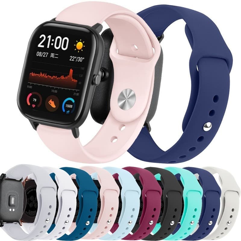 Pulseira 20mm 22mm Silicone Amazfit Gts3/Bip S/Bip Lite/Gts/Gts 2/Gtr 42mm/2 Mini Smartwatch Relógio