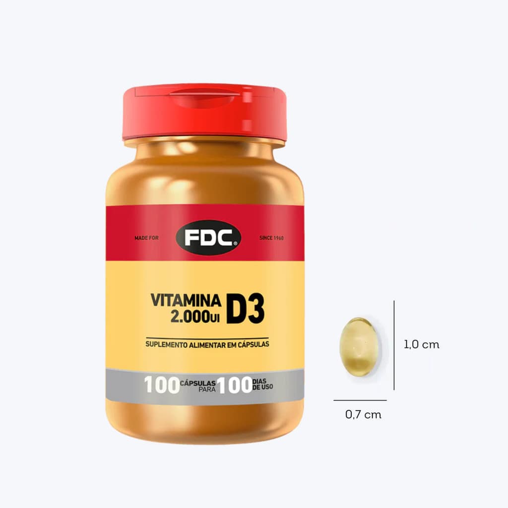 VITAMINA D3 2000 UI - 100 CÁPSULAS - FDC VITAMINAS