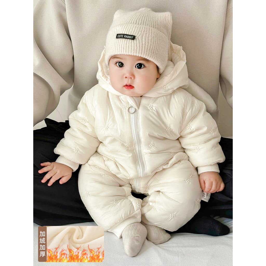 Bebê roupas de inverno roupas do bebê menina acolchoado macacão bebê criança forro de lã engrossado roupas de algodão qu