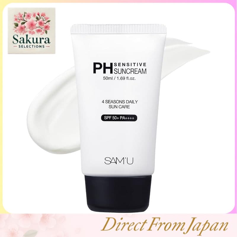 Protetor Solar Samyu PH Sensitive 50ml PH SENSITIVE SUN CREAM UV Care SPF50+ PA++++ Protetor Solar à Base de Orgânicos Hidratante Creme Hidratante Baixa Irritação Pele Sensível Ácido Hialurônico Extrato de Centella Asiática Extrato de Aloe Vera Protetor Solar Levemente Ácido Cosméticos Coreanos Cuidados com a Pele Coreanos Protetor Solar Diário [Importação Paralela]