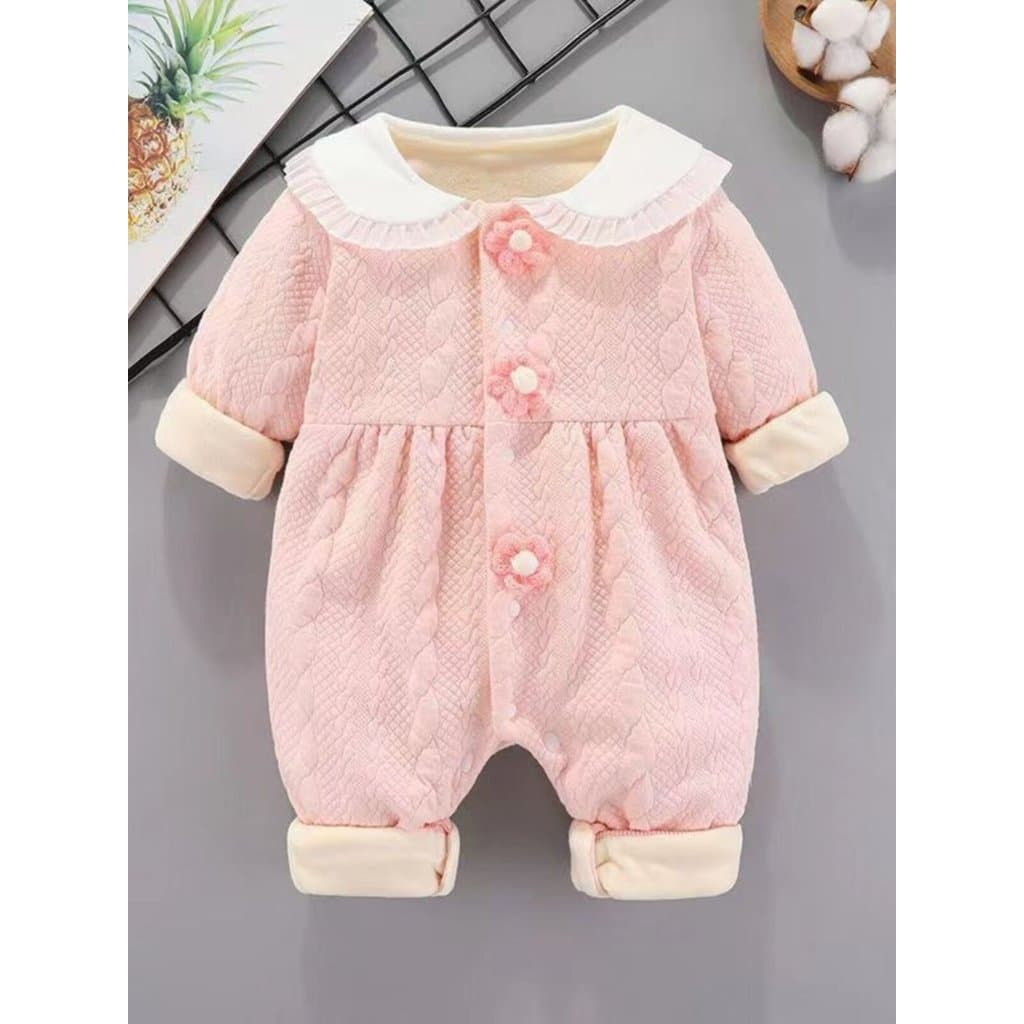 Roupas de bebê roupas de inverno acolchoado velo Bodysuit bebê menina Super bonito princesa macacão recém-nascido abraço