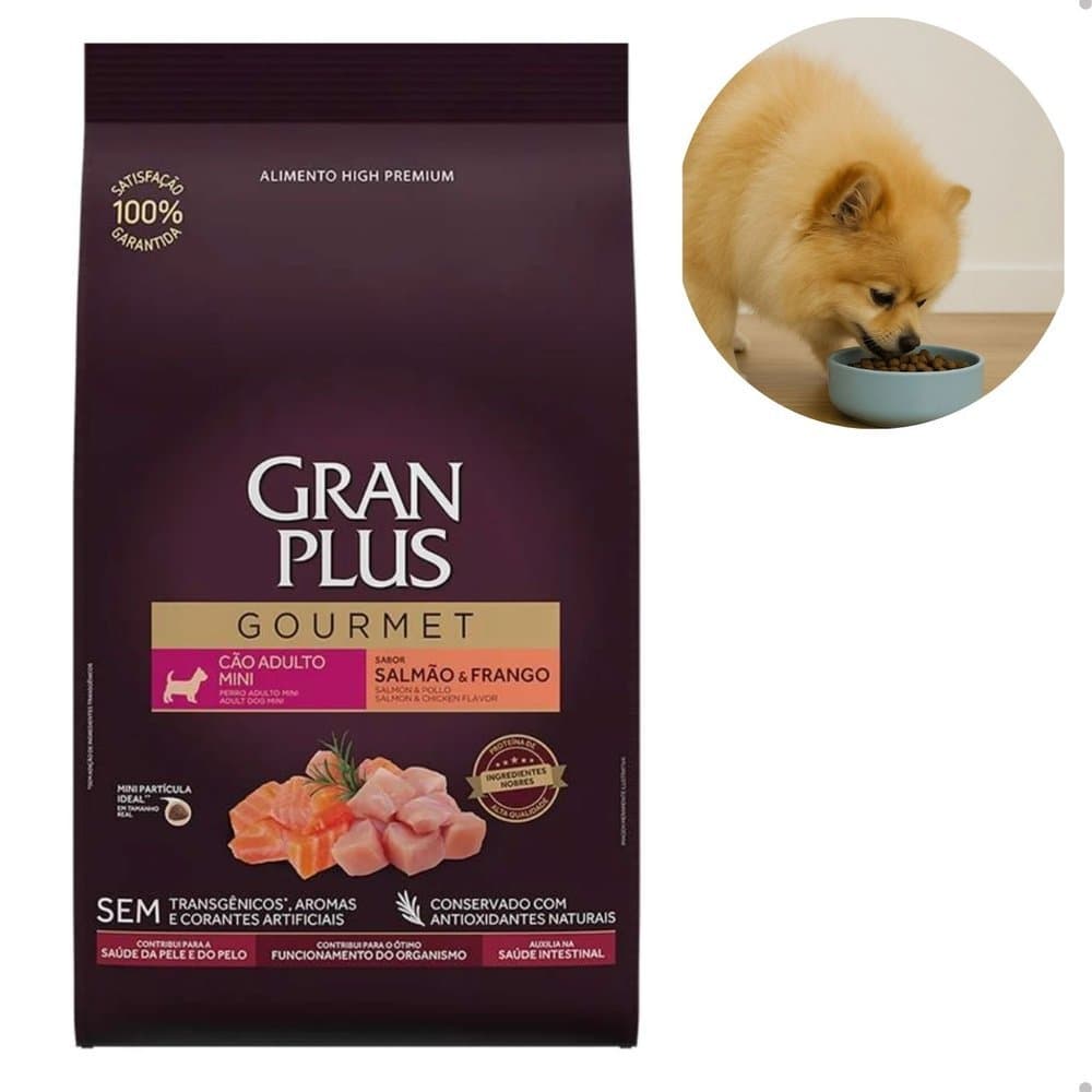 Ração Seca GranPlus Gourmet Salmão & Frango para Cães Adultos Raças Mini 3kg